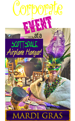 Past Party Gallery image of Mardi Gras costume.